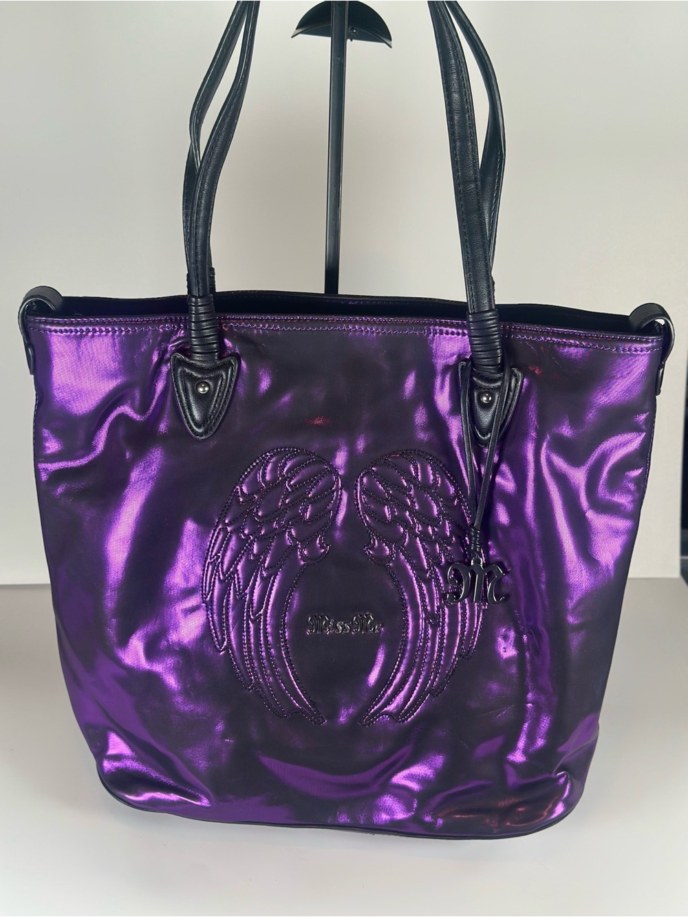 EXTREMELY RARE Miss Me Metallic Purple Tote with Black Handles